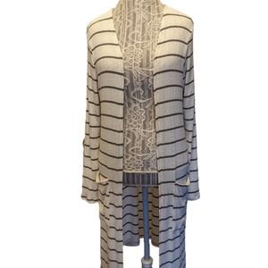 COPY - Daytrip Striped Black Duster Sweater Slouchy Cardigan Sz L